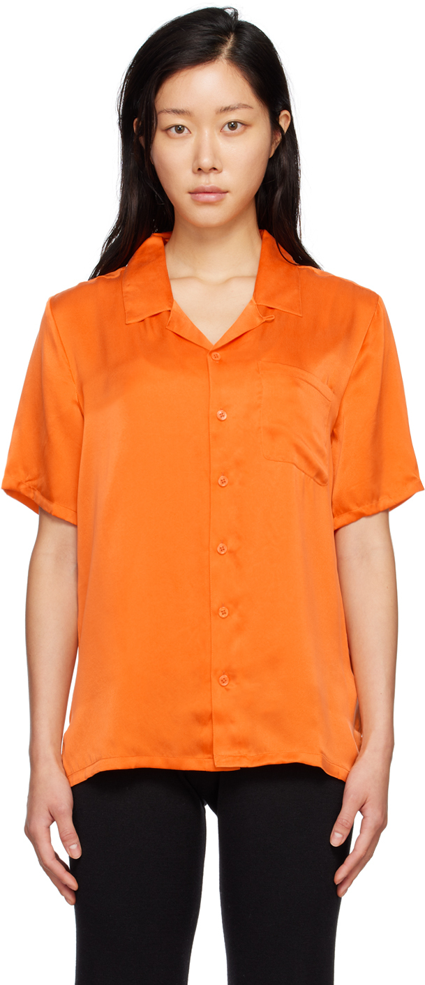 Silk Laundry Orange Camp Shirt