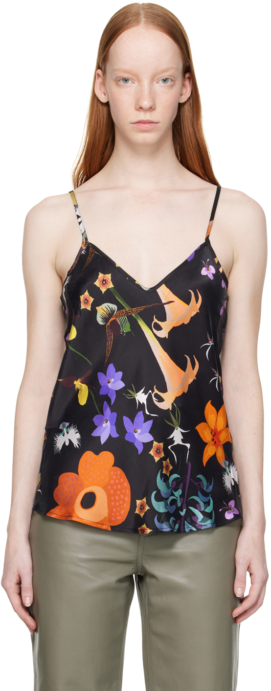 Silk Laundry Black Floral Camisole