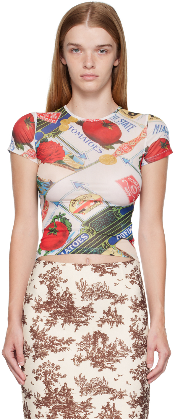 Miaou White Recycled Polyester T-shirt In Figaro