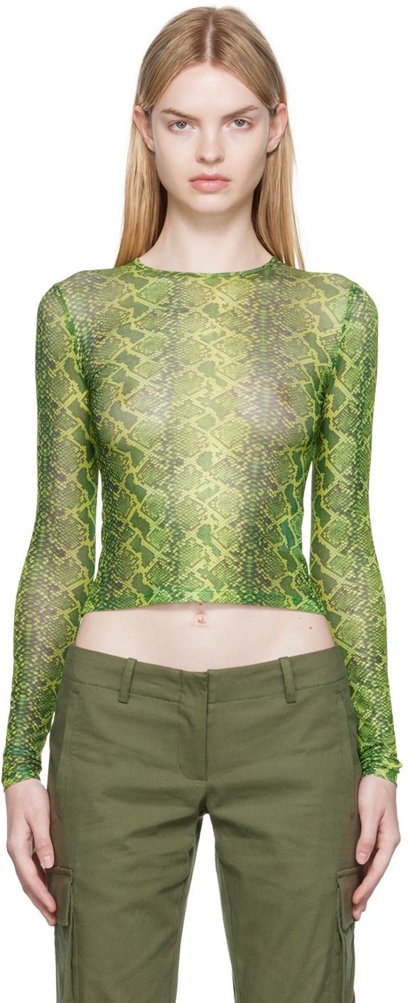 Miaou Green Python Long Sleeve T-Shirt