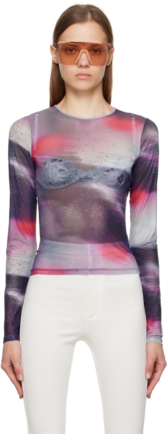 Miaou Multicolor Graphic Long Sleeve T-Shirt