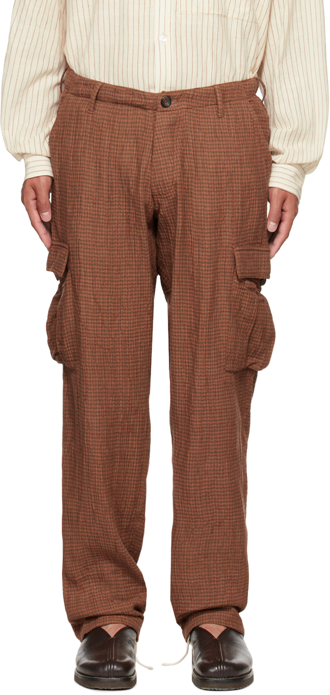 SSENSE Men Clothing Pants Cargo Pants Orange Double Weave Cargo Pants 