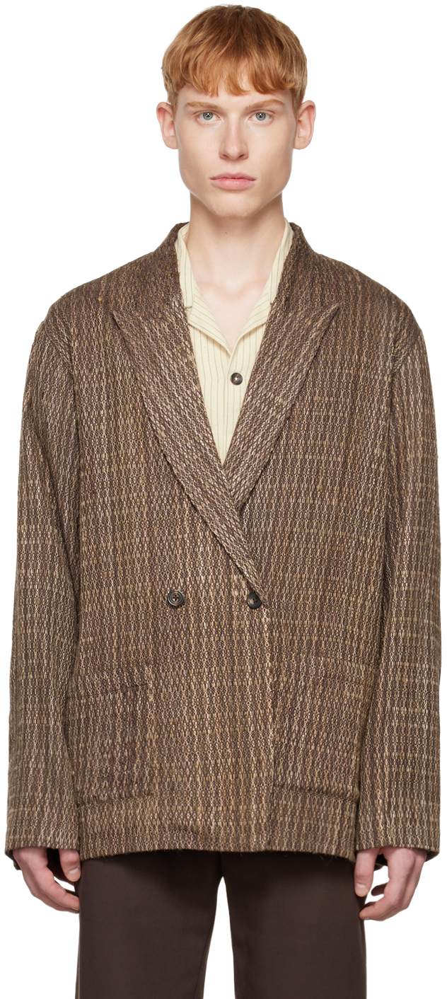 Karu Research Brown Double-Breasted Blazer