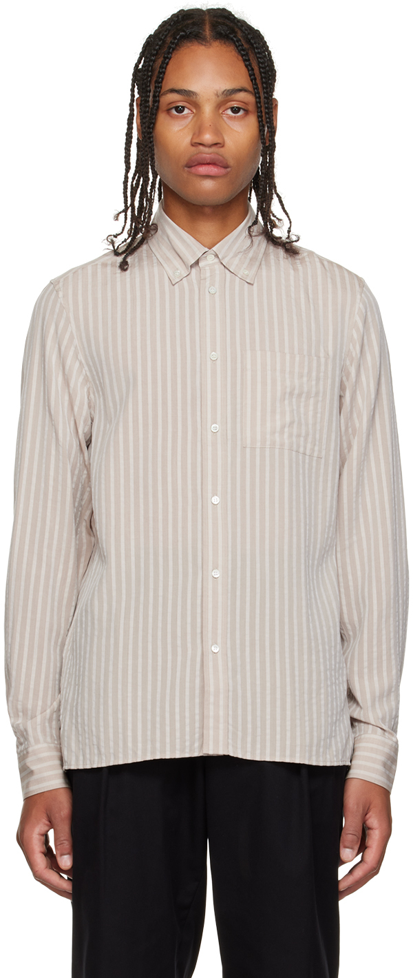 ANOTHER ASPECT: Beige Stripe Shirt | SSENSE Canada