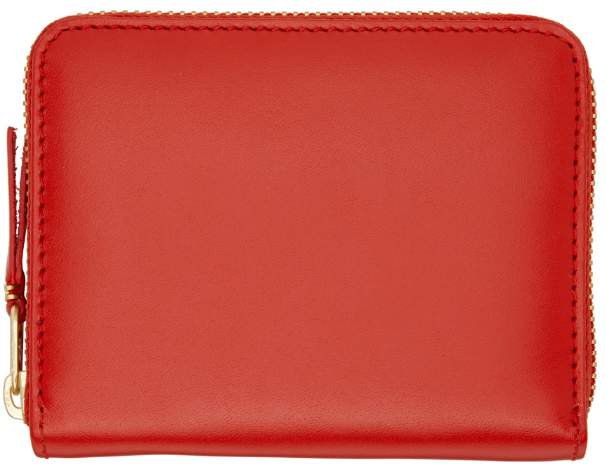 Comme des Garçons Wallets Orange Leather Classic Zip Card Holder