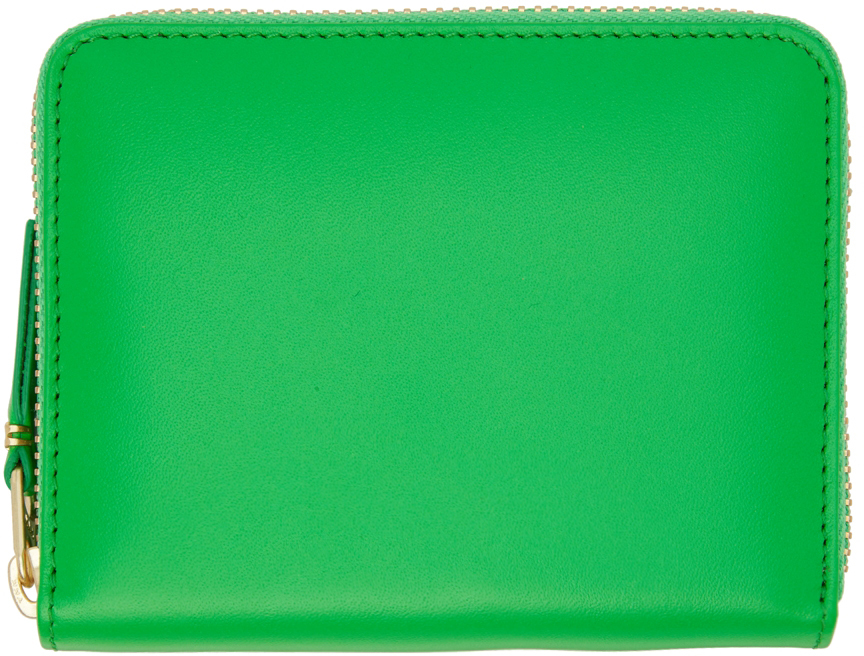 Comme des Garçons Wallets Green Leather Multicard Zip Card Holder