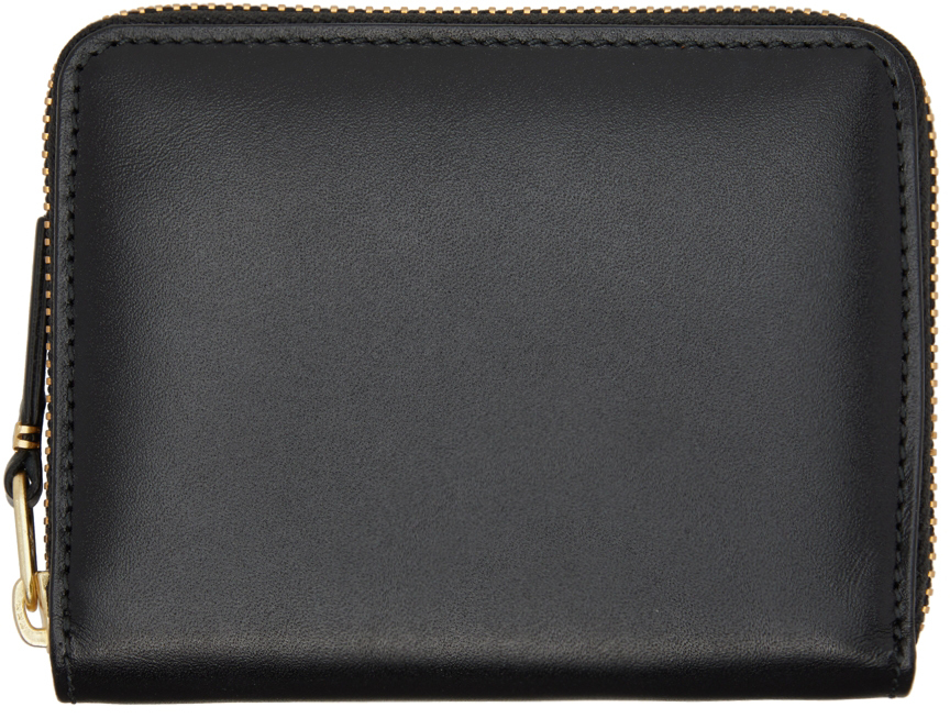 Black Leather Multicard Zip Wallet