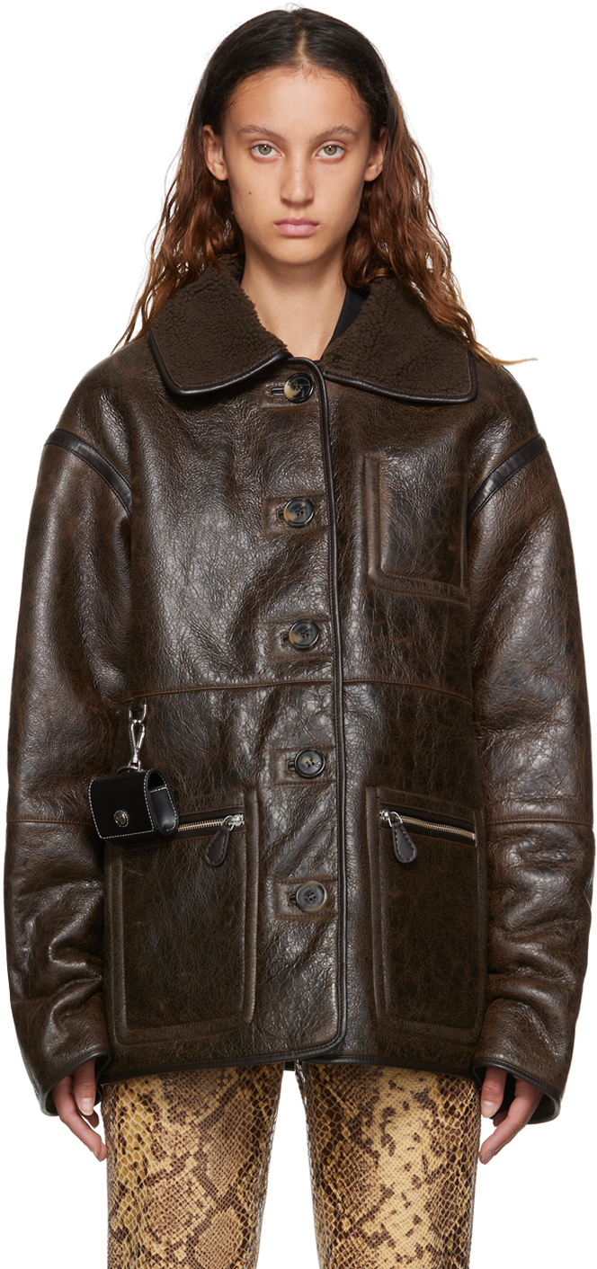akavet Validering hardware Brown Ada Shearling Jacket by Saks Potts on Sale