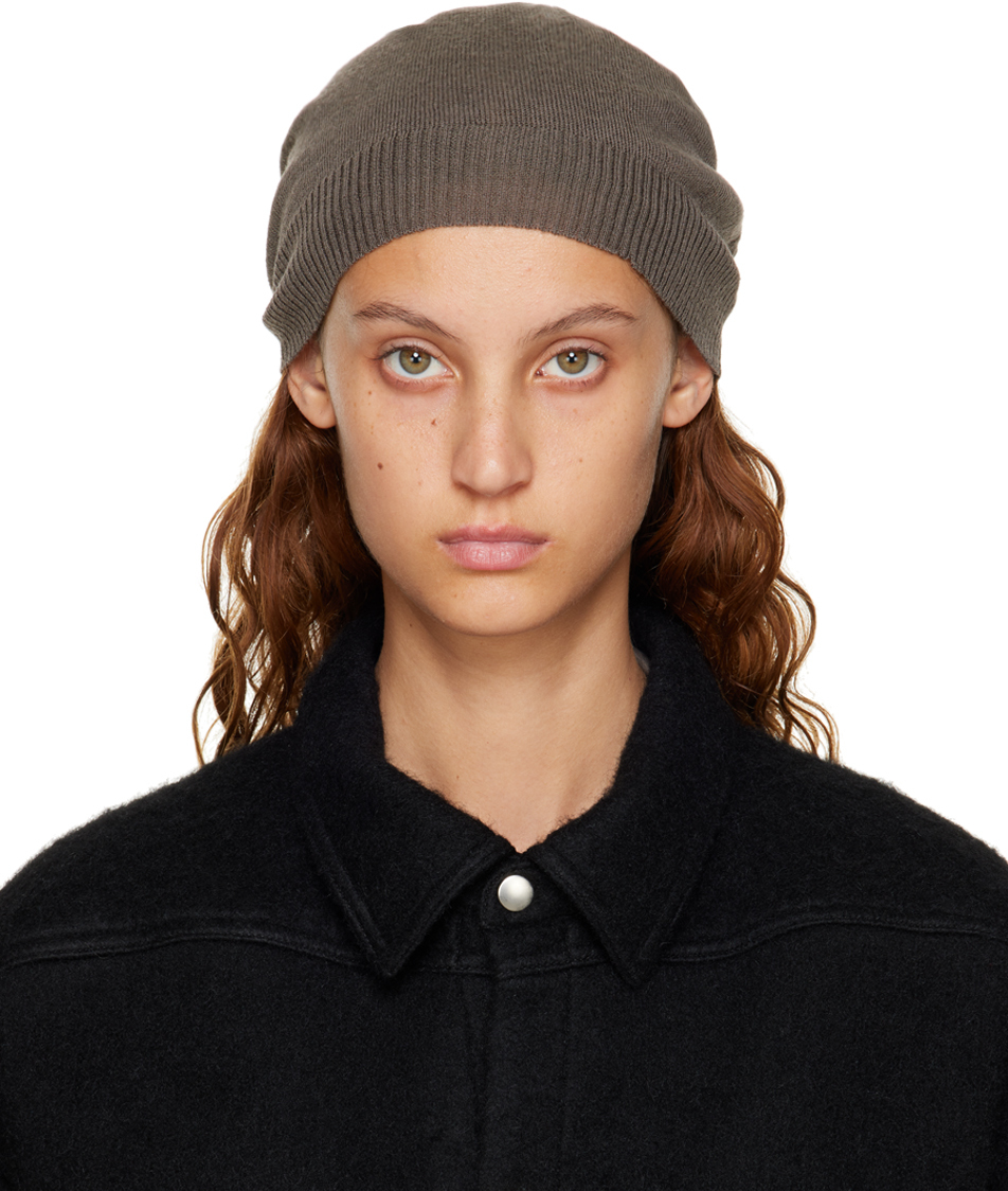 Rick Owens Gray Virgin Wool Beanie In 34 Dust | ModeSens