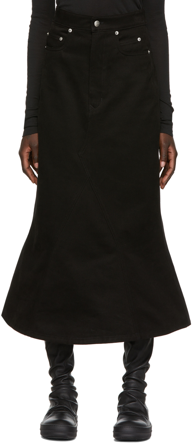 Rick Owens Black Denim Skirt