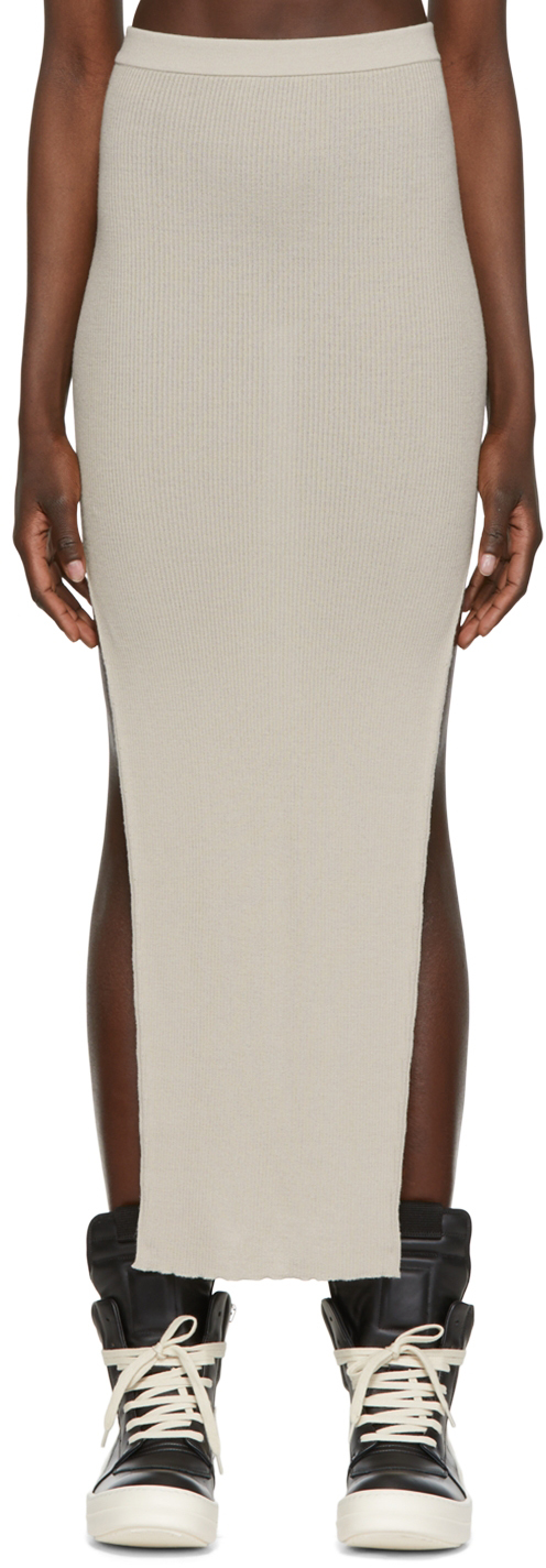 Rick Owens Gray Wool Skirt