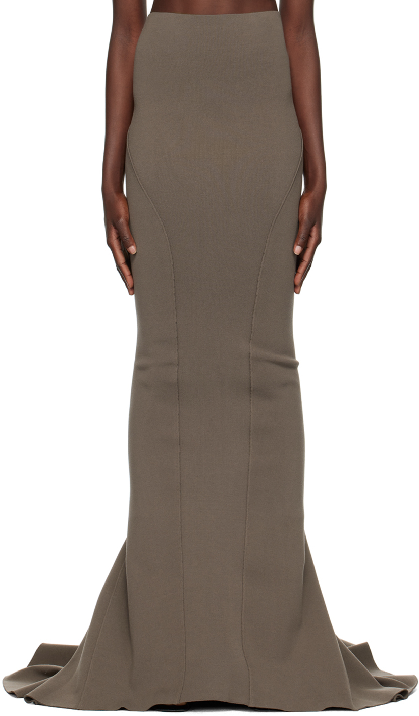 Rick Owens Al Panelled Cashmere-blend Fishtail Skirt In 34 Dust