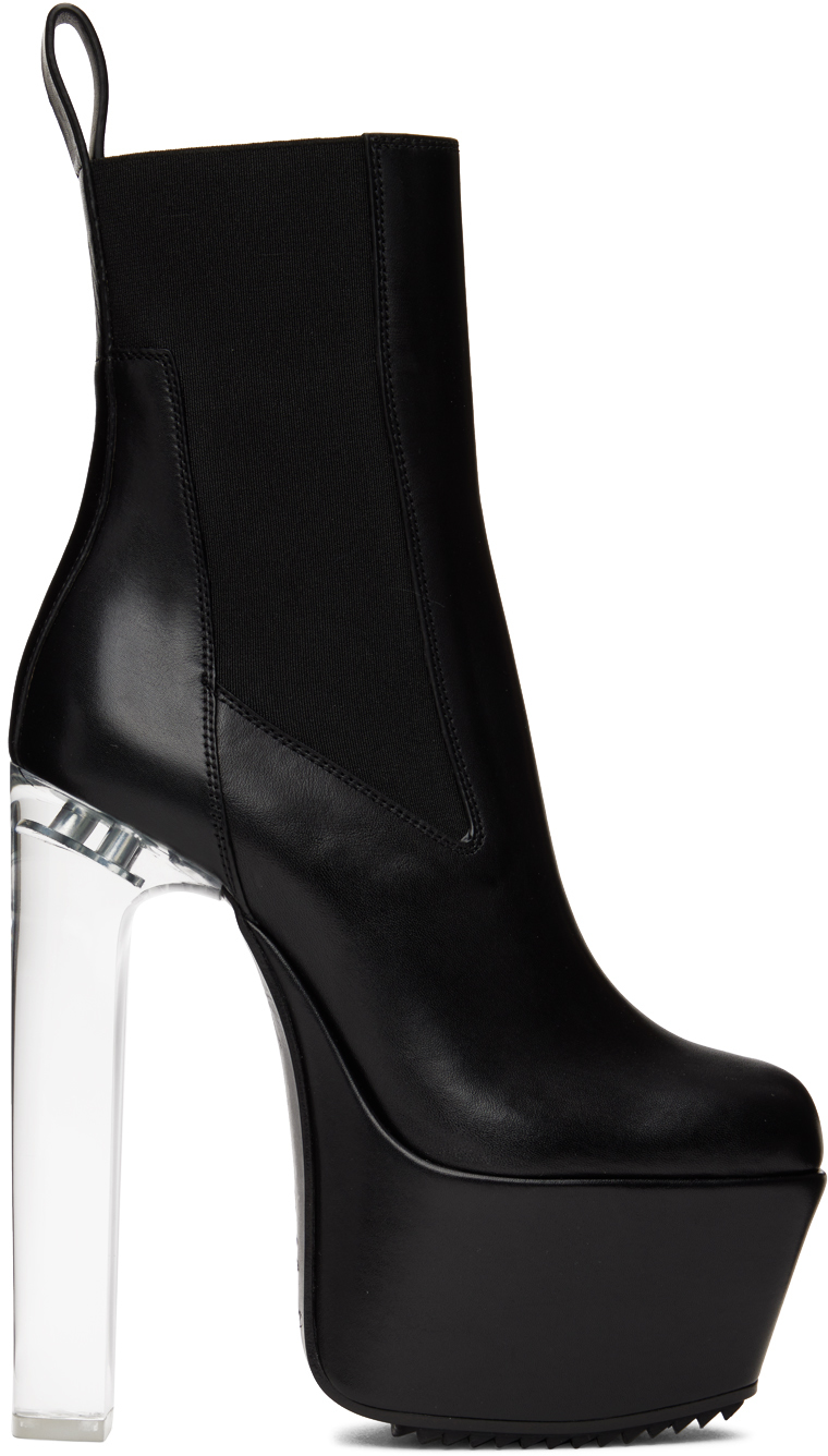 Rick Owens Black Beatle Platform Boots | Smart Closet