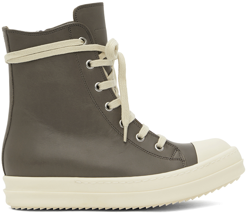 Womens Shoes Trainers High-top trainers Natural Rick Owens Leather High-top Sneakers in Grey 