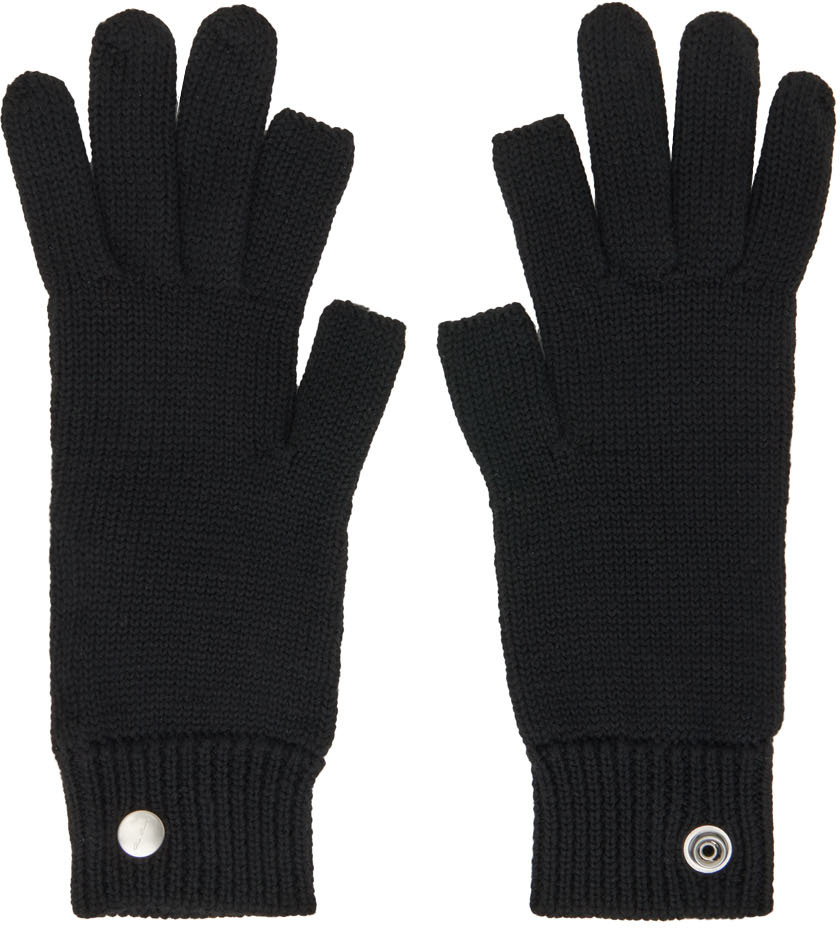 Rick Owens Black Cashmere Touchscreen Gloves In Schwarz