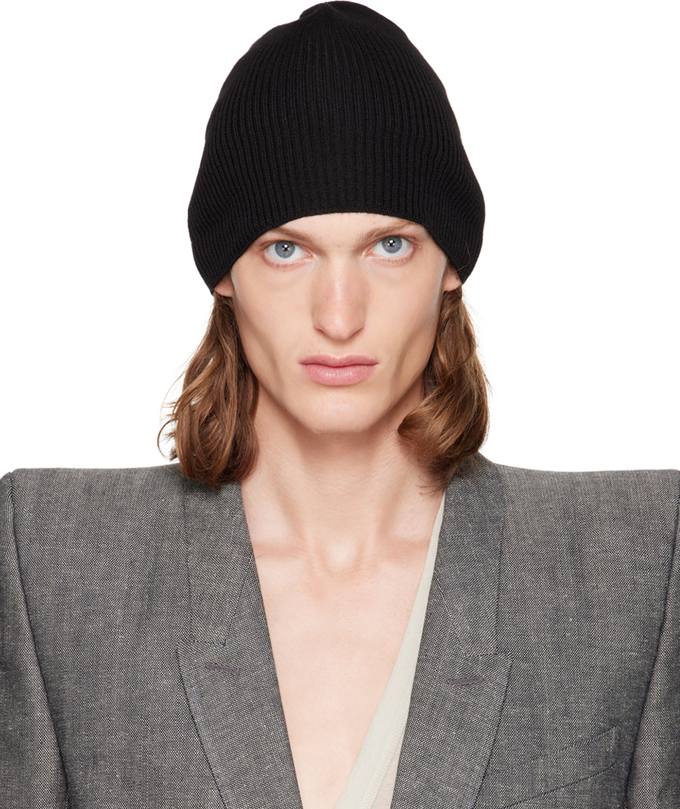 Black Virgin Wool Beanie