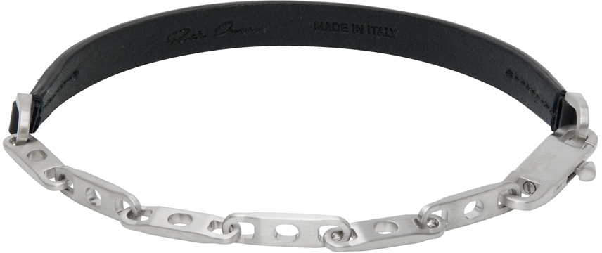 Rick Owens: Silver & Black Chain Choker | SSENSE Canada