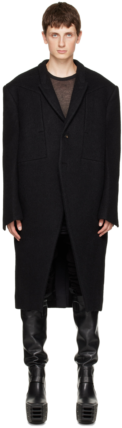 Mens Clothing Coats Long coats and winter coats Rick Owens Wool Neue Coat in Black for Men 