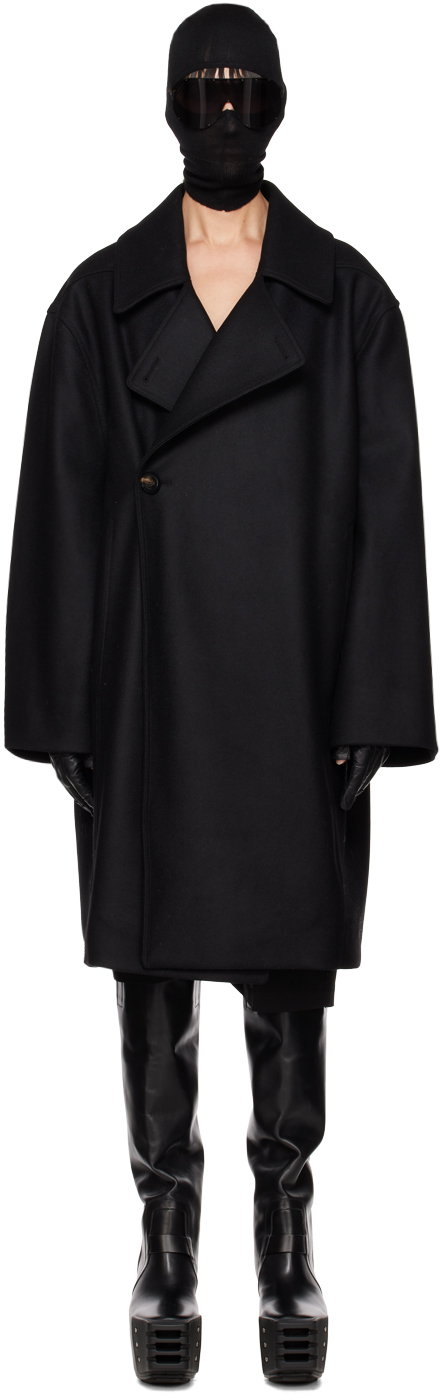 Rick Owens Jumbo Drella Wool Melton Coat In Black | ModeSens Rick Owens Jumbo Drella Wool Melton Coat In Black | ModeSens