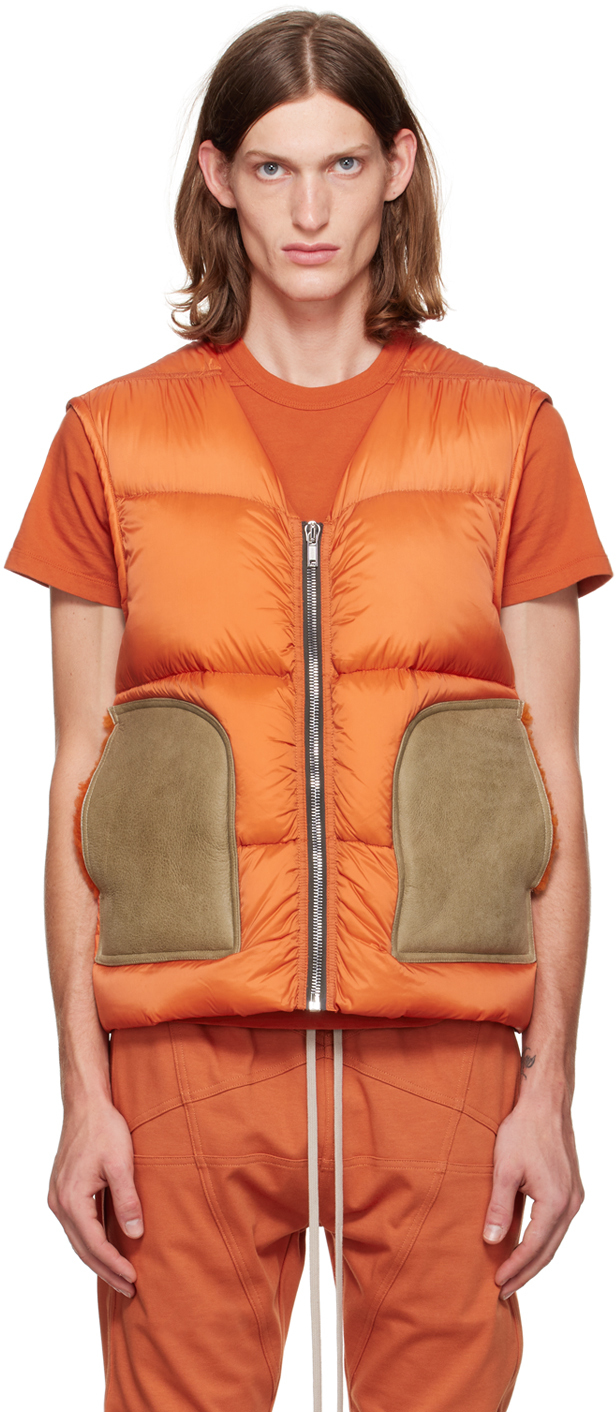 Rick Owens Orange Down Cargo Vest