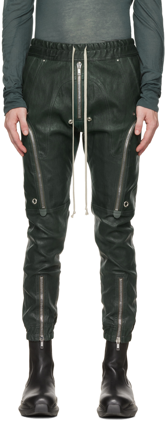 Rick Owens Green Bauhaus Leather Pants