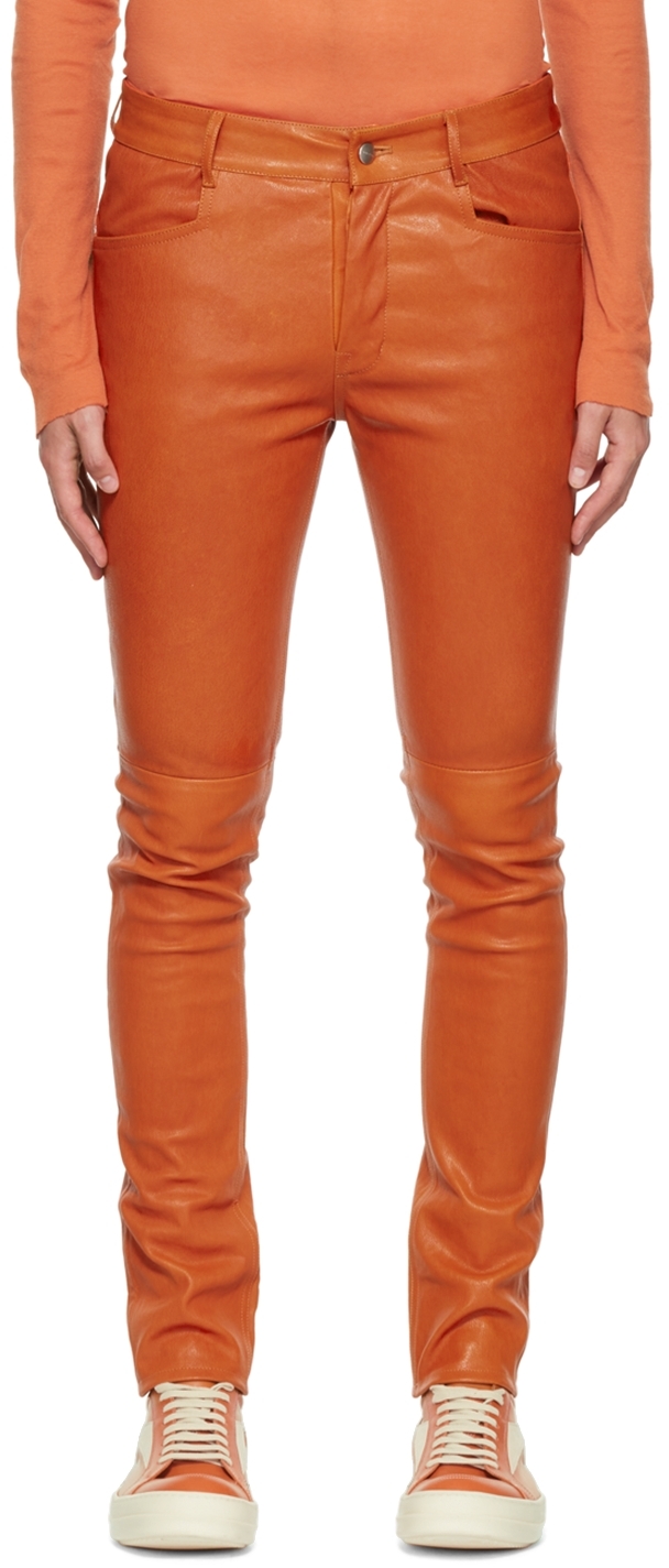 Ssense Uomo Abbigliamento Pantaloni e jeans Pantaloni Pantaloni di pelle Orange Tyrone Leather Pants 