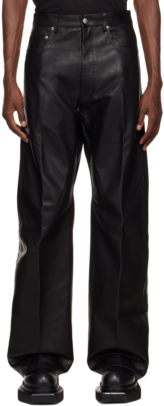 Black Geth Leather Pants by Rick Owens on Sale
