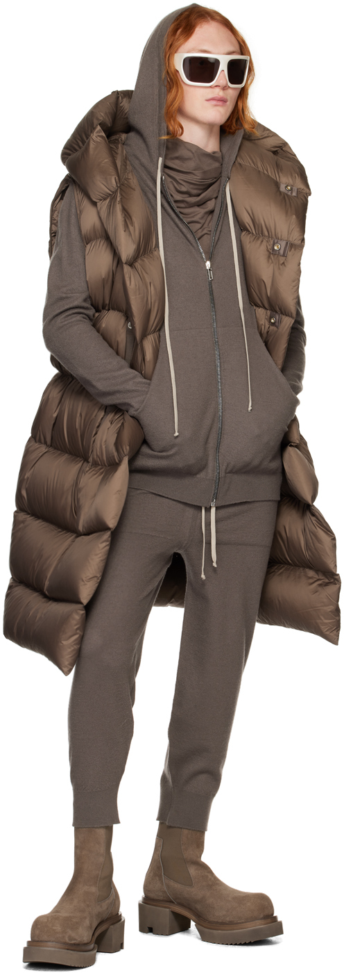 Rick Owens Gray Drawstring Lounge Pants In 34 Dust