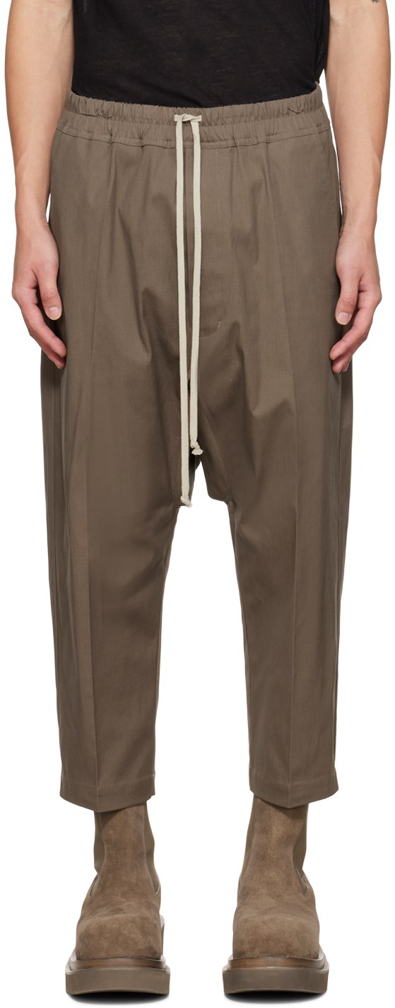 Gray Cropped Trousers by Rick Owens on Sale