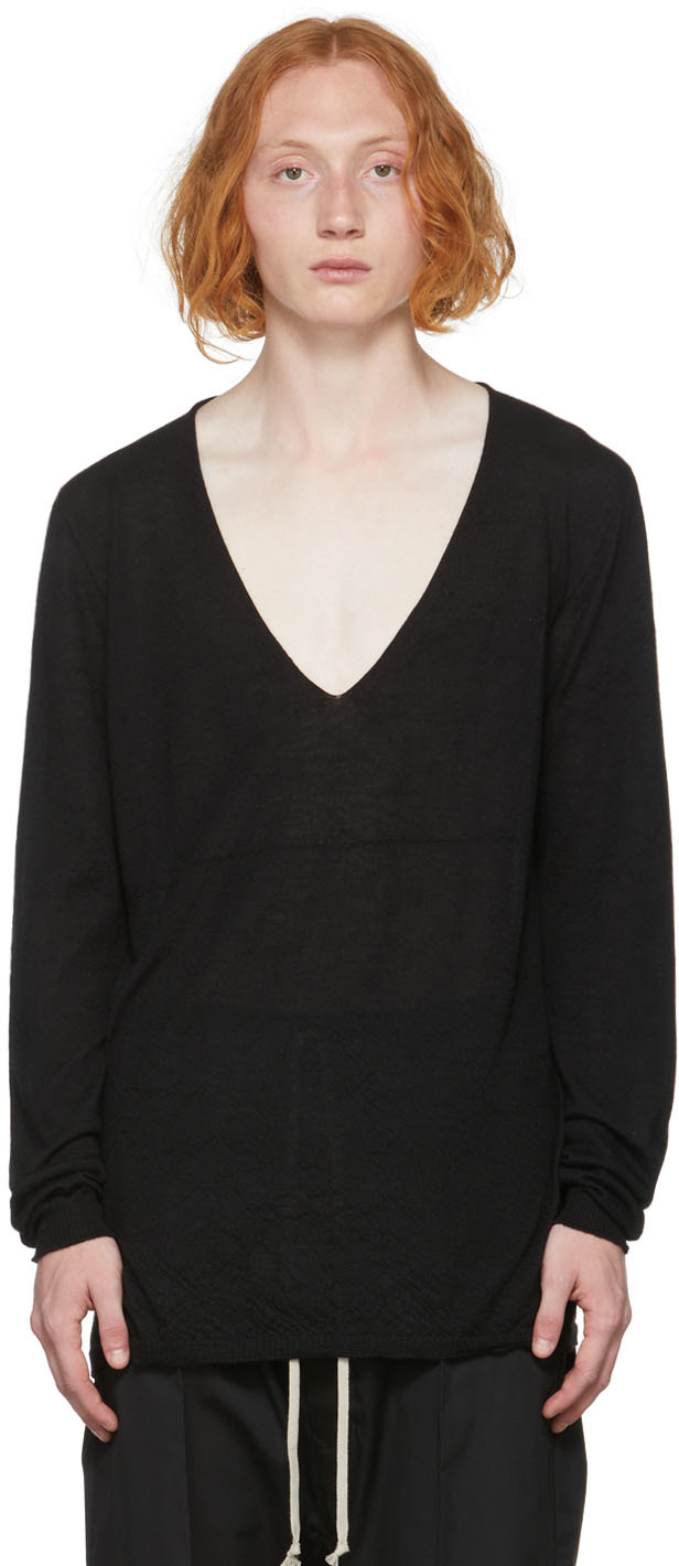 Rick Owens: Black Cashmere Sweater | SSENSE