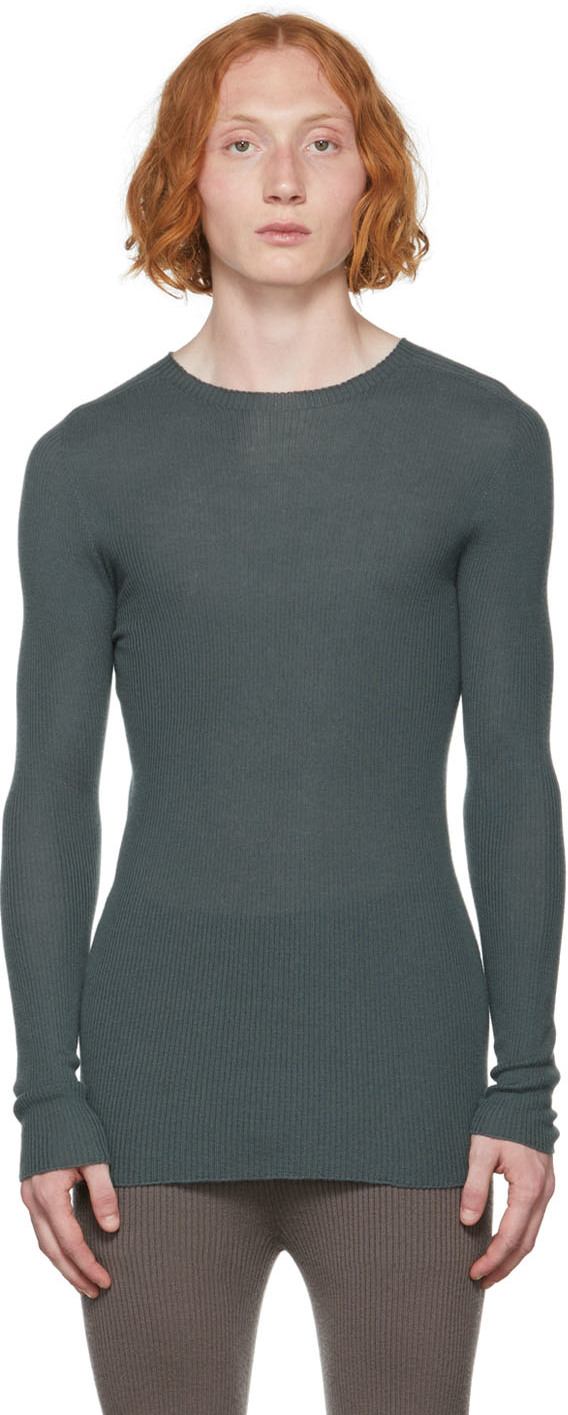 Rick Owens Blue Ribbed Sweater In 65 Teal