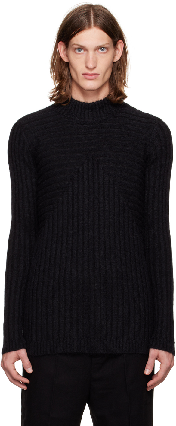 Rick Owens Wool Black V-neck Sweater for Men Mens Sweaters and knitwear Rick Owens Sweaters and knitwear 