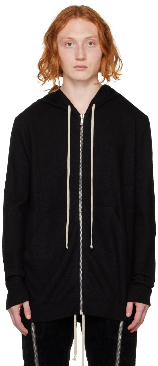 Rick Owens: Black Zip-Up Hoodie | SSENSE Canada