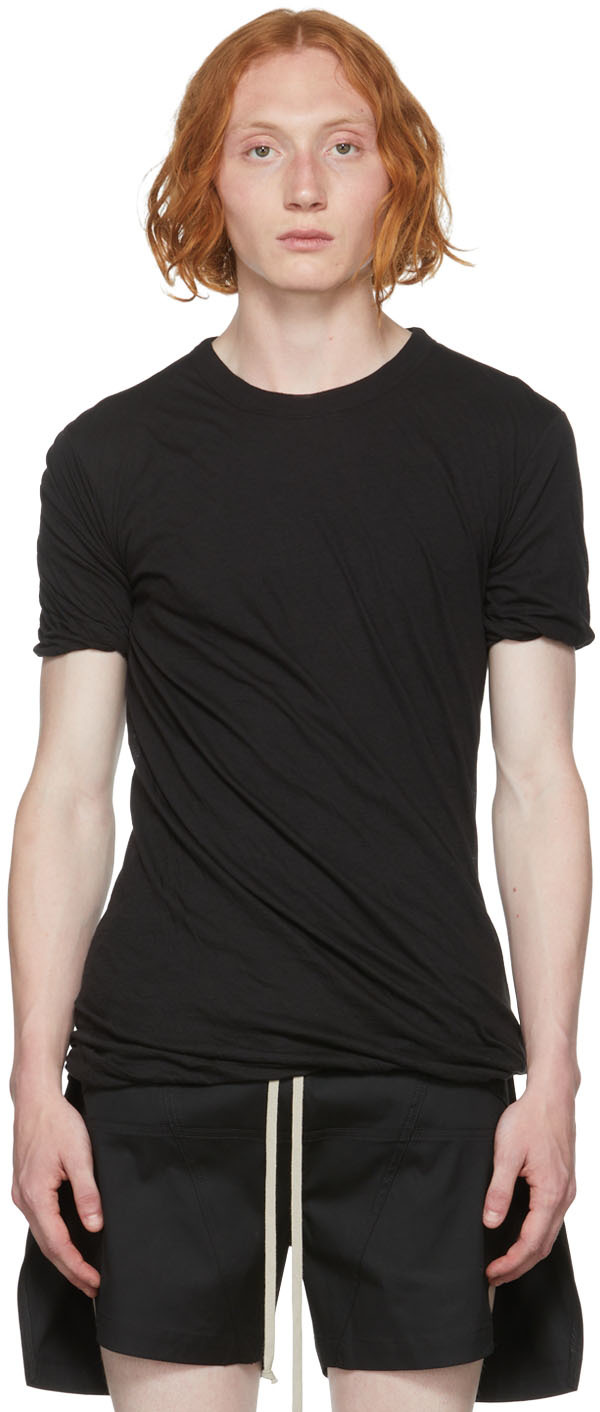 Rick Owens Black Double T-shirt In 09 Black