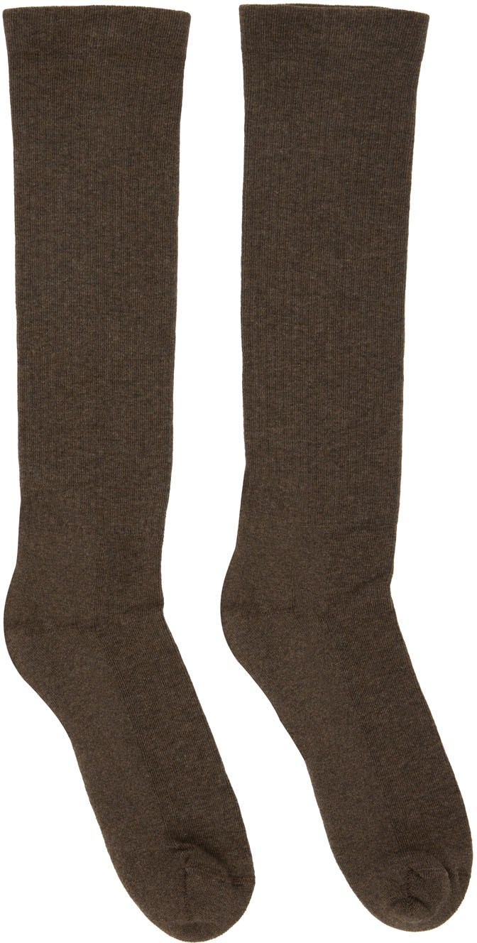 Brown Mid-Calf Socks by Rick Owens on Sale