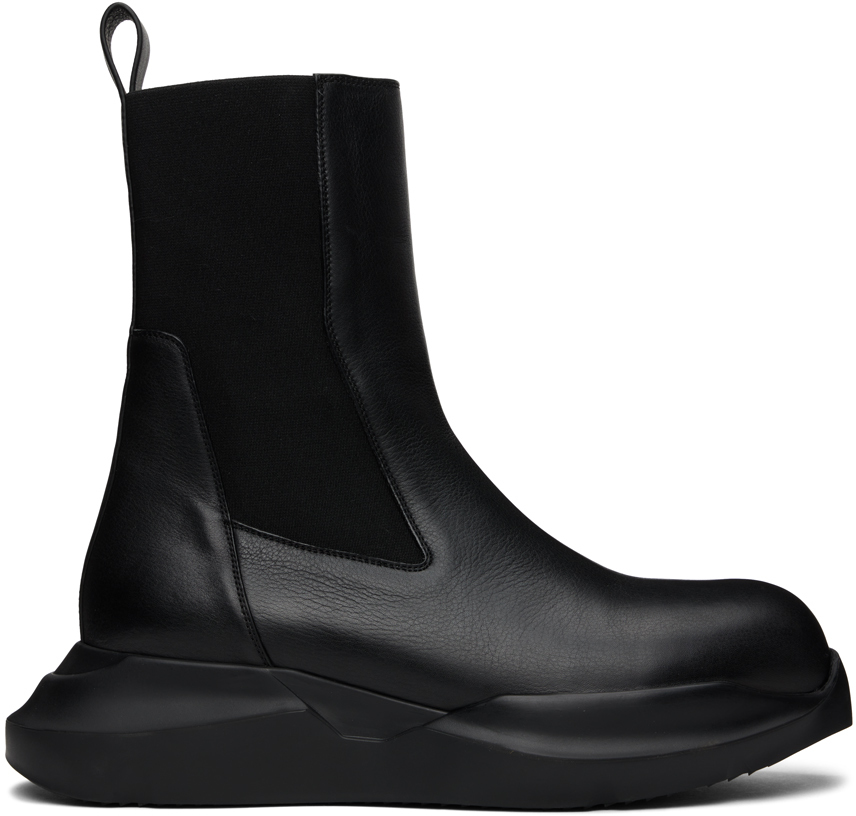 Rick Owens Black Geth Beatle Chelsea Boots | Smart Closet