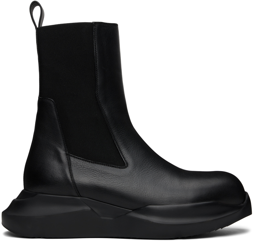 Black Geth Beatle Chelsea Boots by Rick Owens on Sale
