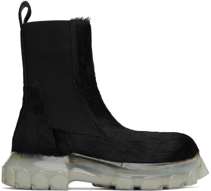 Rick Owens: Black Bozo Tractor Chelsea Boots | SSENSE