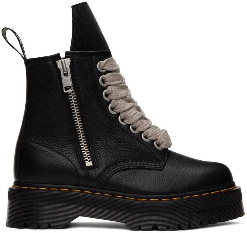 Black Dr.Martens Edition Jumbo Lace Boots by Rick Owens on Sale
