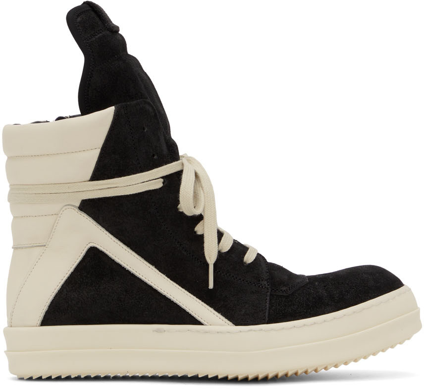 Black Geobasket Sneakers by Rick Owens on Sale