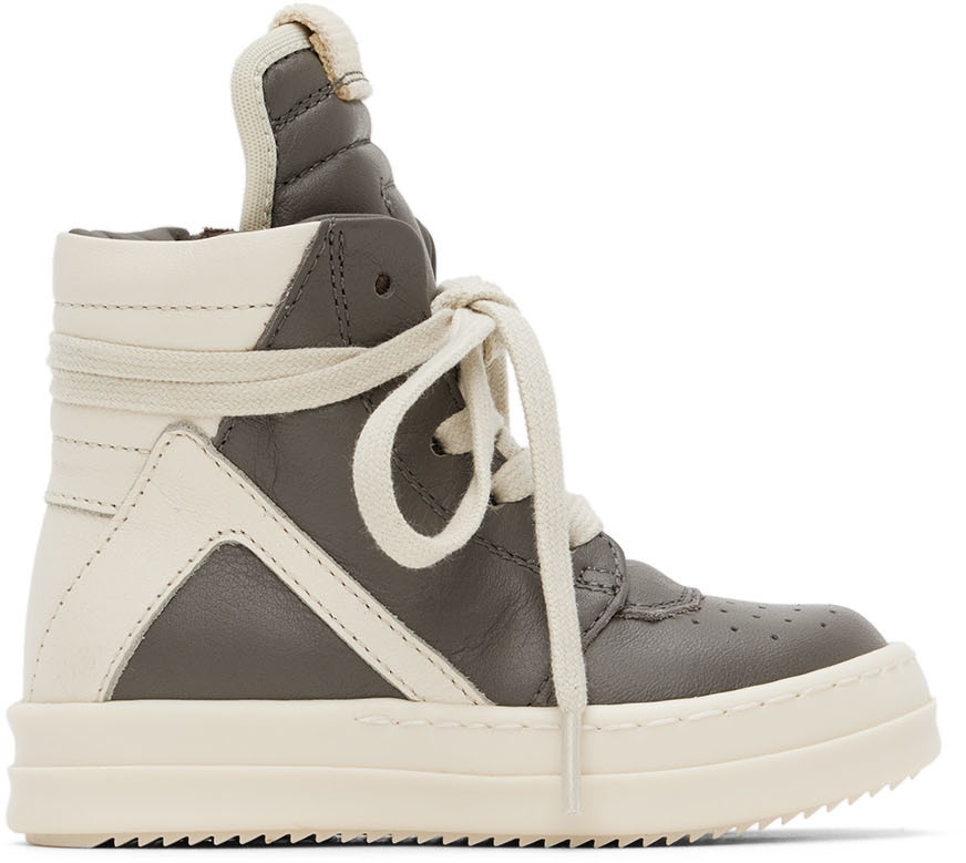 Baby Gray & Off-White Geobasket Sneakers by Rick Owens | SSENSE