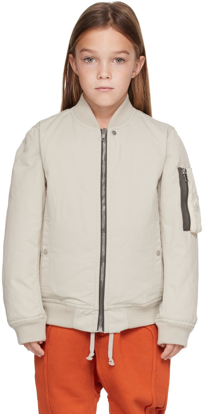 Rick Owens Down Bomber Jacket In Pearl