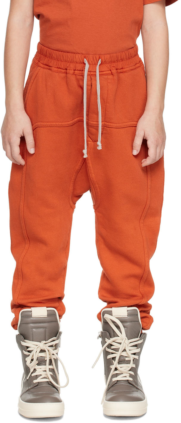 Rick Owens Cotton Jersey Sweatpants In Orange