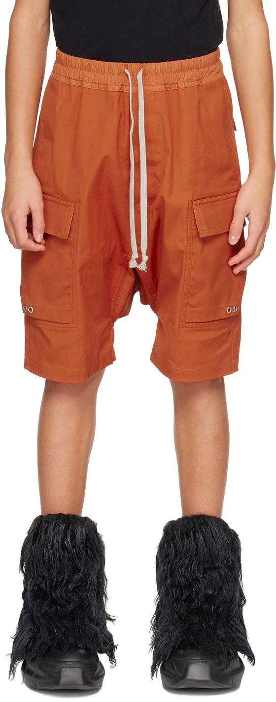 Rick Owens Kids Orange Pods Cargo Shorts In 53 Orange
