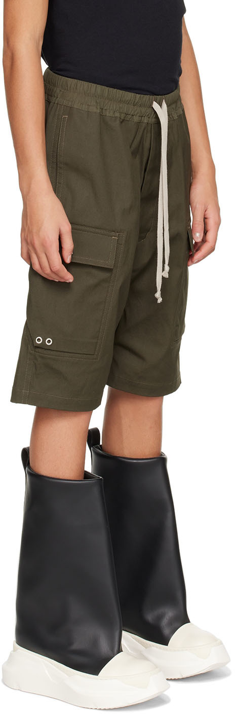 Rick Owens Pods Cotton Cargo Shorts In 15 Green