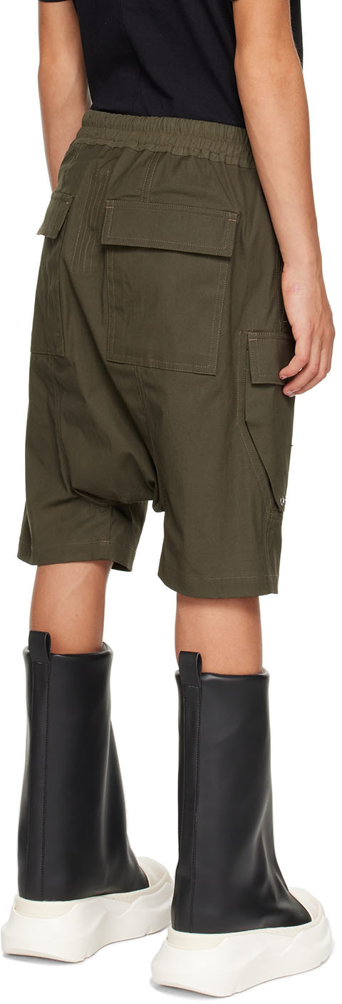Rick Owens Pods Cotton Cargo Shorts In 15 Green