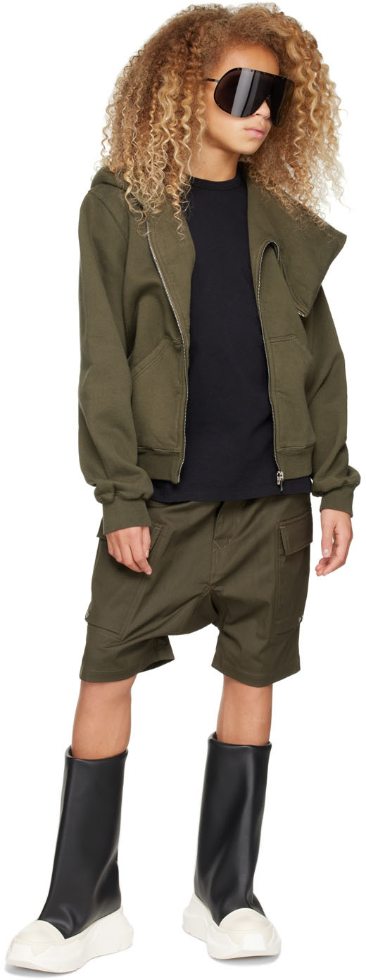 Rick Owens Pods Cotton Cargo Shorts In 15 Green