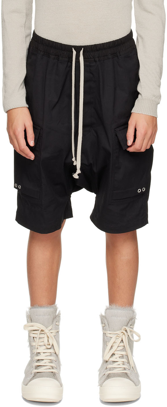 Kids Black Pods Cargo Shorts by Rick Owens | SSENSE Canada