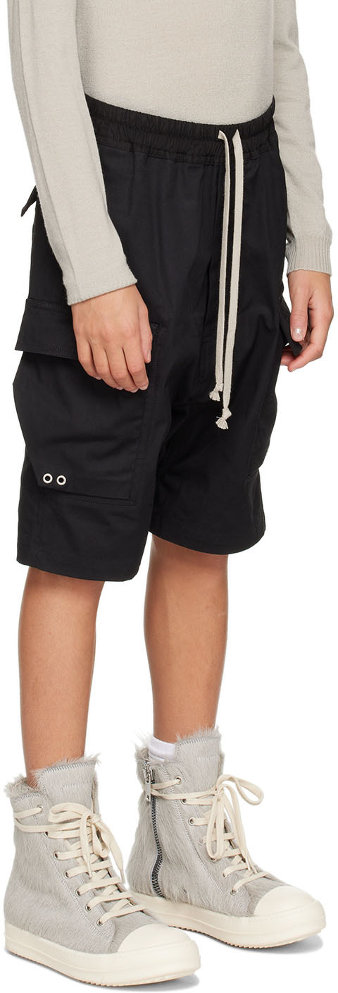 Rick Owens Kids Black Pods Cargo Shorts In 09 Black