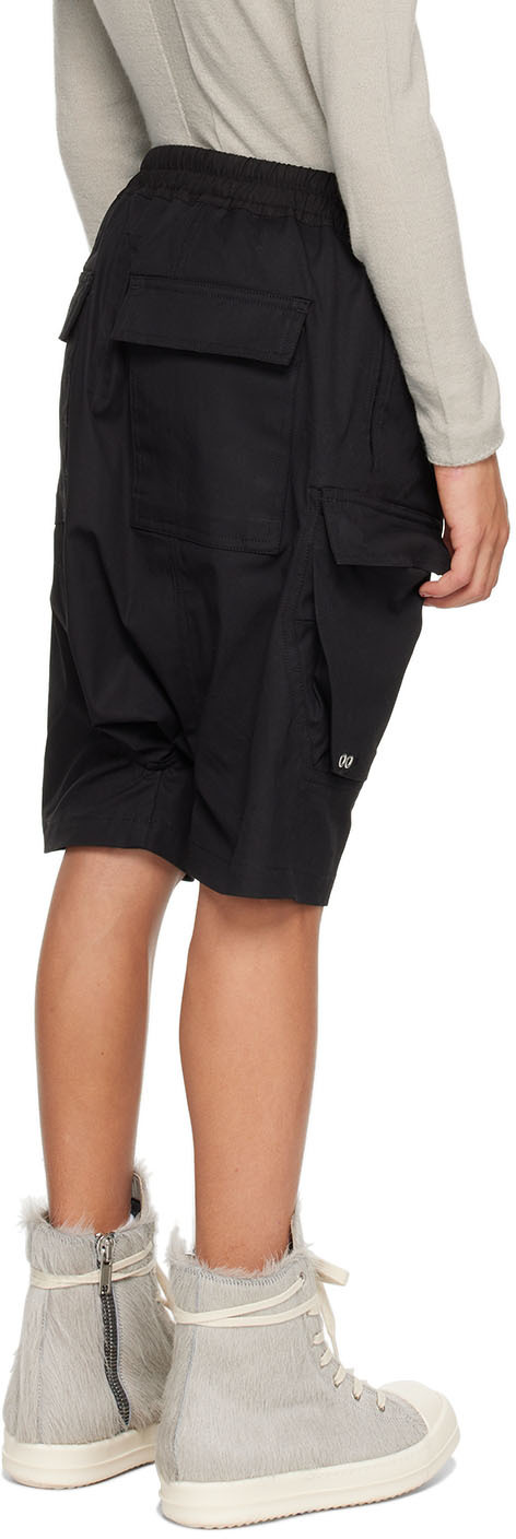 Rick Owens Kids Black Pods Cargo Shorts In 09 Black